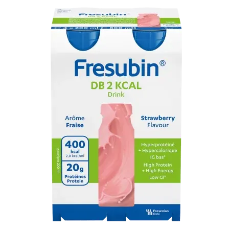 Fresubin DB 2Kcal Drink Arôme Fraise X4 200ml - Univers Pharmacie