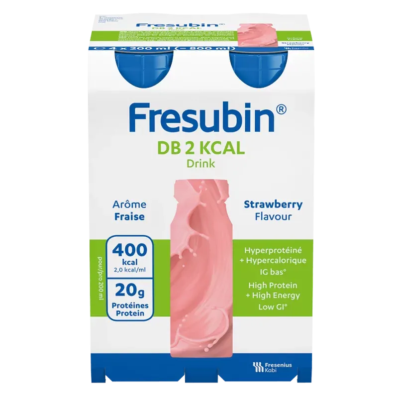 Fresubin DB 2Kcal Drink Arôme Fraise X4 200ml - Univers Pharmacie