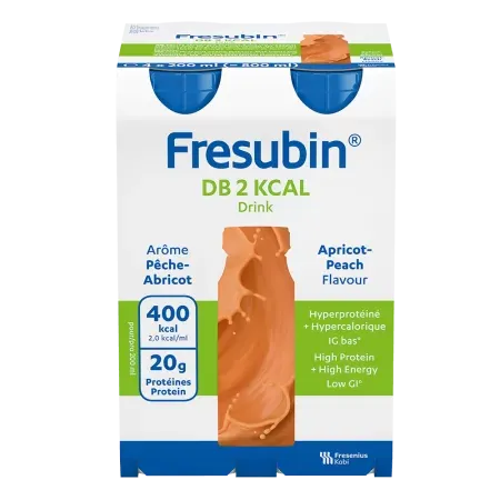 Fresubin DB 2Kcal Drink Arôme Pêche-Abricot X4 200ml - Univers Pharmacie
