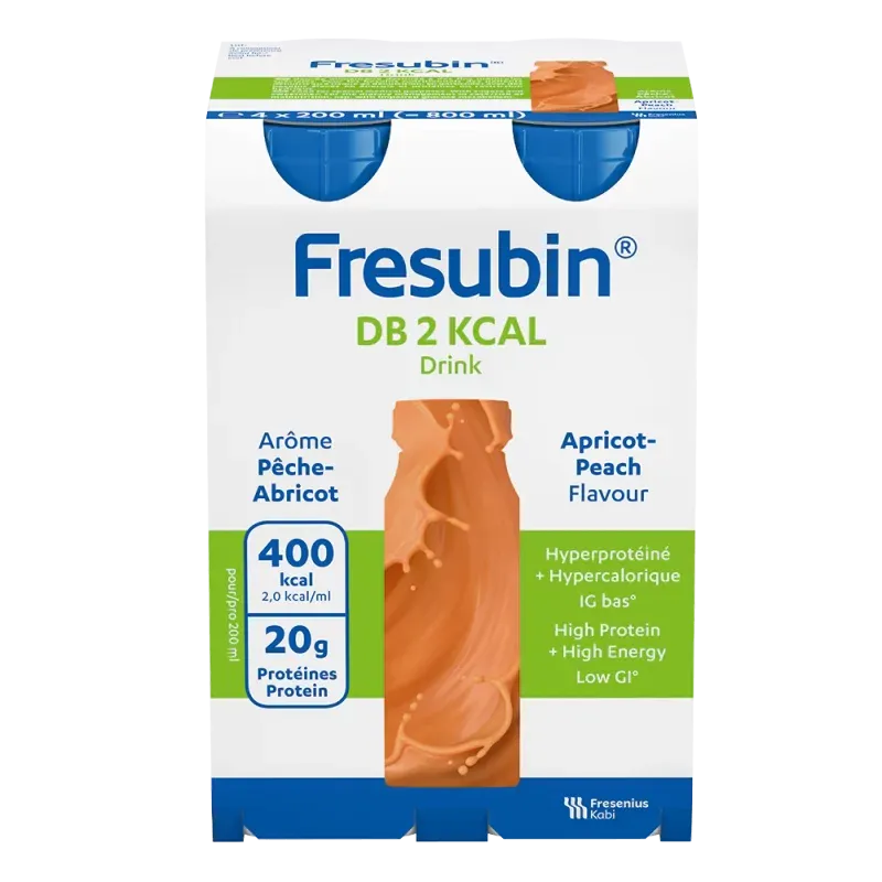Fresubin DB 2Kcal Drink Arôme Pêche-Abricot X4 200ml - Univers Pharmacie