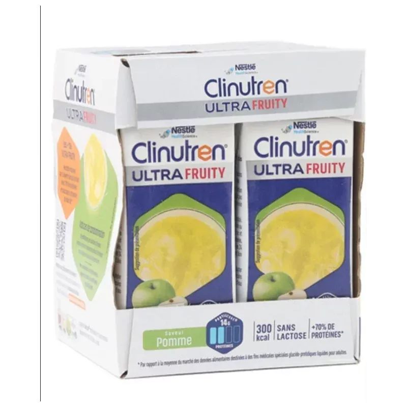 Clinutren Ultra Fruity Saveur Pomme 4X200ml - Univers Pharmacie