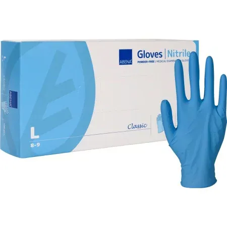 Abena Gants Nitrile Non Poudrés Taille L 8-9 X100  - Univers Pharmacie