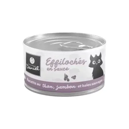 Les Recettes de Daniel Effilochés En Sauce Thon Jambon Baies Sauvages pour chat 85g - Univers Pharmacie