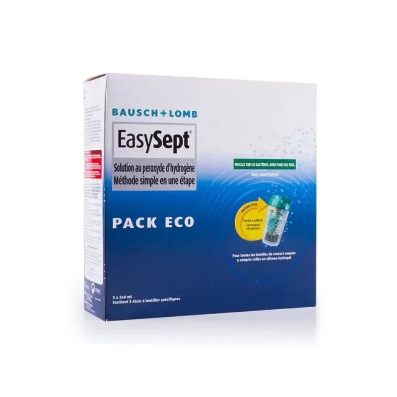 Bausch + Lomb EasySept Pack Eco Solution Peroxyde d'Hydrogène 3X360ml - Univers Pharmacie