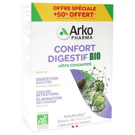 Arkopharma Arkofluides Confort Digestif Bio 30 ampoules - Univers Pharmacie