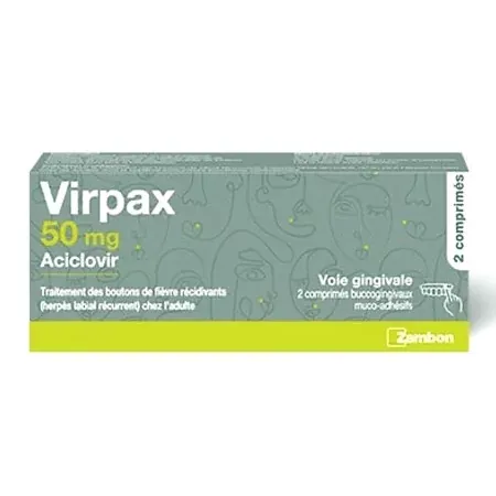 Virpax 50mg Aciclovir Zambon 2 comprimés - Univers Pharmacie