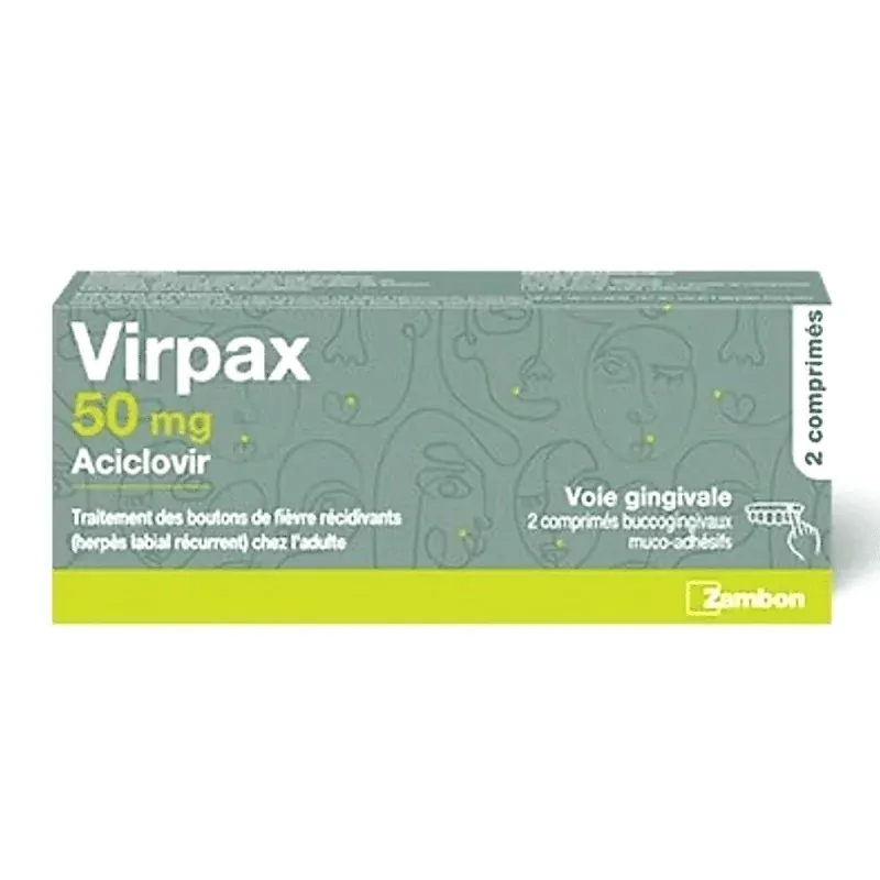 Virpax 50mg Aciclovir Zambon 2 comprimés - Univers Pharmacie