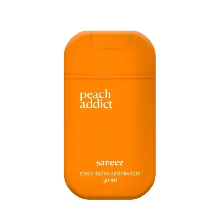 Saneez Spray Mains Désinfectant Peach Addict 30ml - Univers Pharmacie