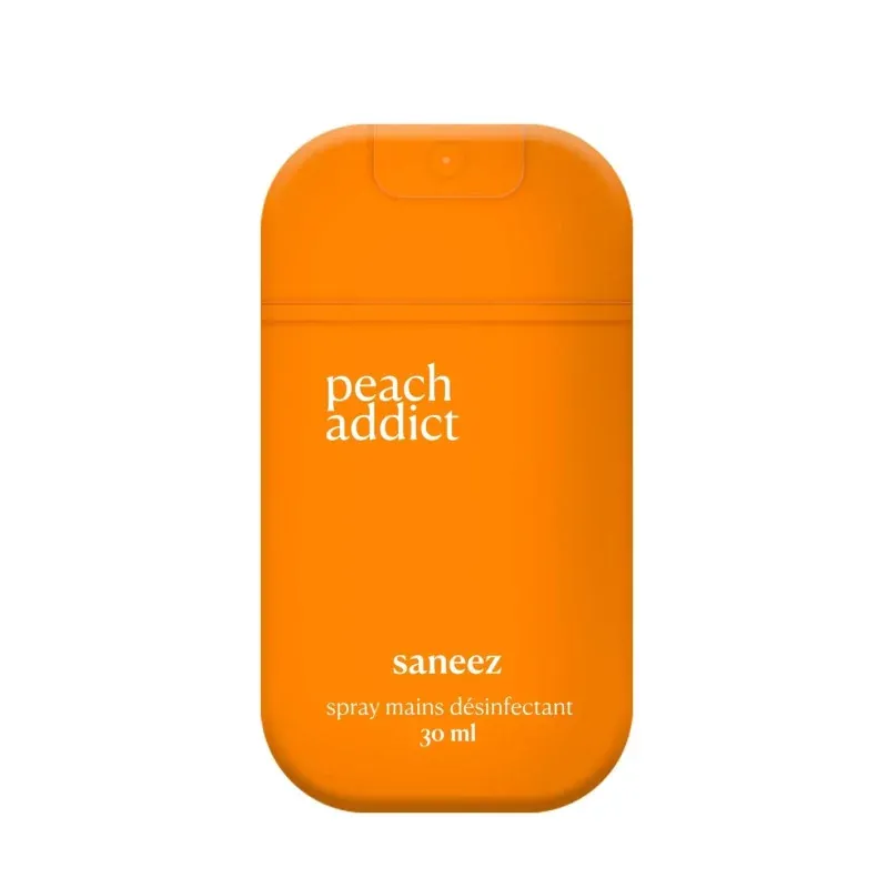 Saneez Spray Mains Désinfectant Peach Addict 30ml - Univers Pharmacie