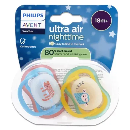 Philips Avent Ultra Air Nighttime Sucette 18m+ X2 - Univers Pharmacie