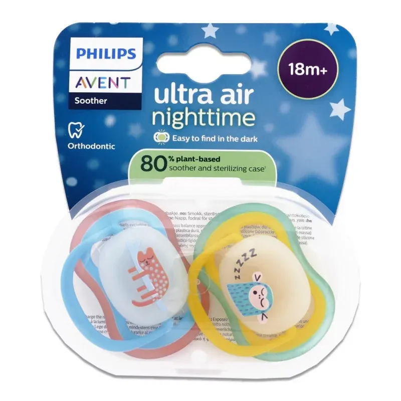 Philips Avent Ultra Air Nighttime Sucette 18m+ X2 - Univers Pharmacie