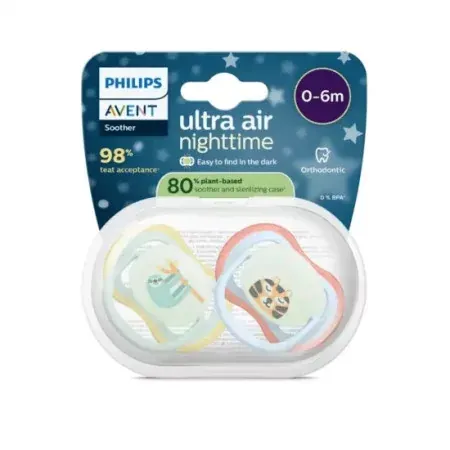 Philips Avent Ultra Air Nighttime Sucette 0-6m X2 - Univers Pharmacie