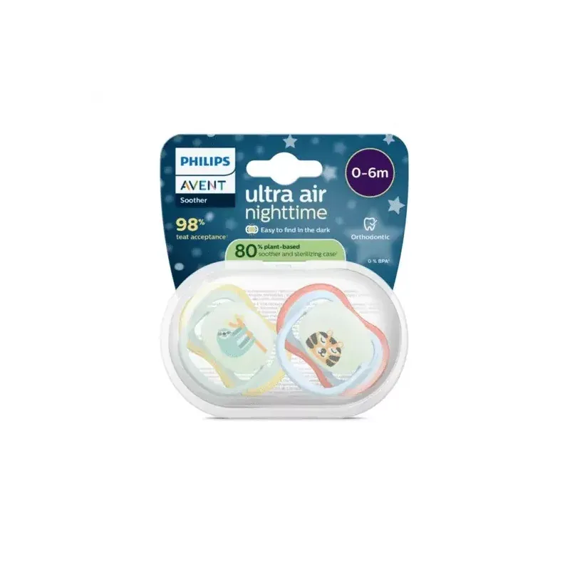 Philips Avent Ultra Air Nighttime Sucette 0-6m X2 - Univers Pharmacie