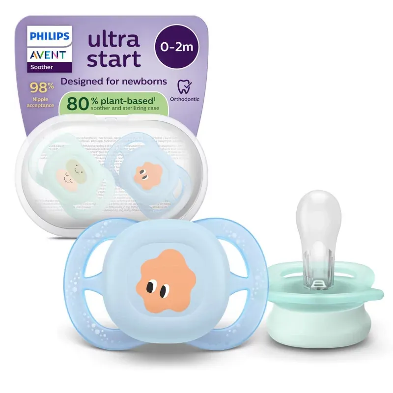 Philips Avent Ultra Start Sucette 0-2m Motifs X2 - Univers Pharmacie