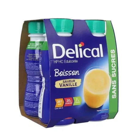 Delical HP HC Edulcorée Boisson Saveur Vanille 4X200ml - Univers Pharmacie