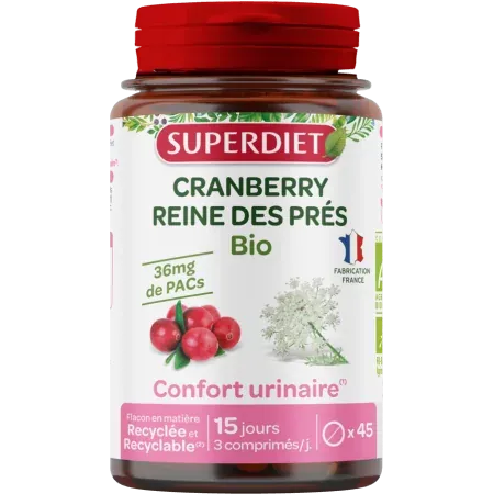Superdiet Cranberry Reine des Prés Bio 45 comprimés - Univers Pharmacie