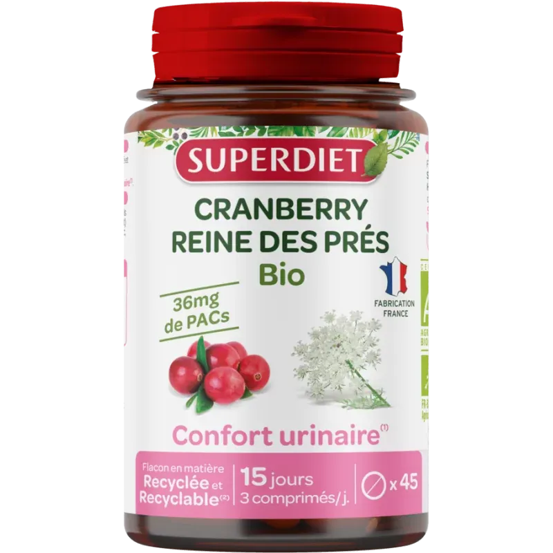 Superdiet Cranberry Reine des Prés Bio 45 comprimés - Univers Pharmacie