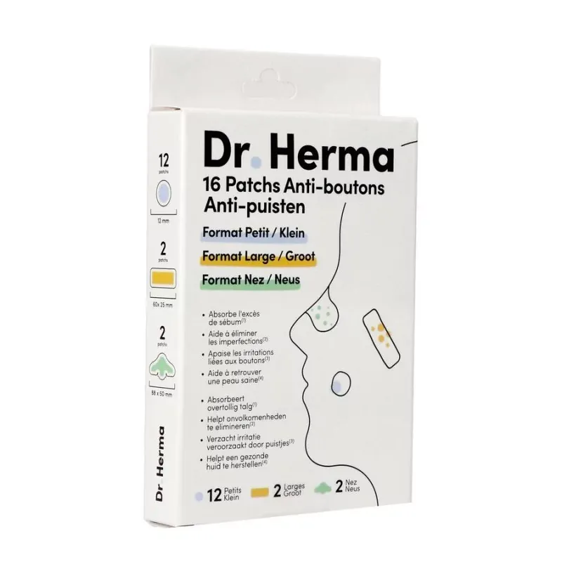 Dr Herma Patchs Anti-boutons 3 formats X16 - Univers Pharmacie
