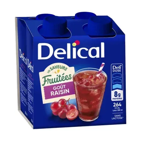 Delical Les Saveurs Fruitées Goût Raisin 4X200ml - Univers Pharmacie