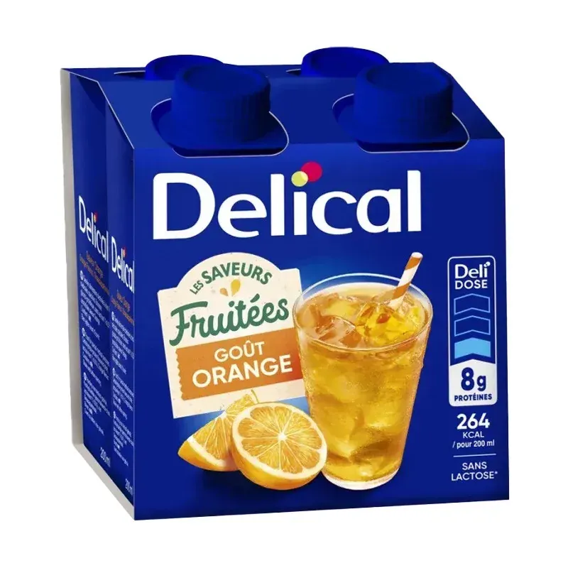Delical Les Saveurs Fruitées Goût Orange 4X200ml - Univers Pharmacie