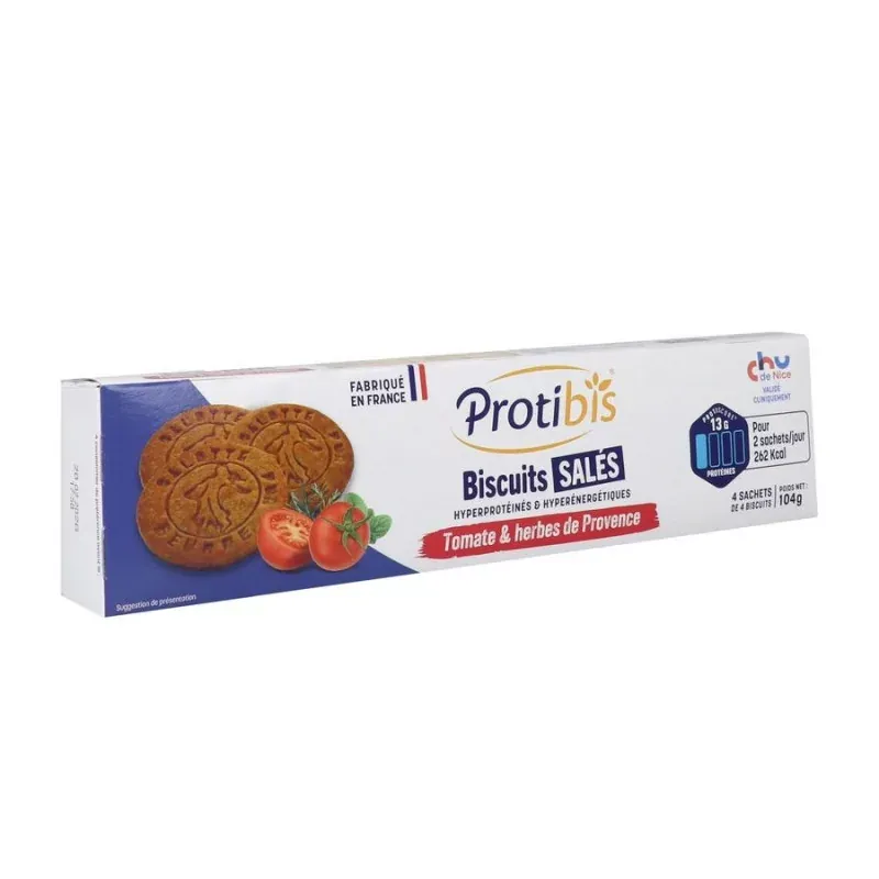Protibis Biscuits Salés Tomates et Herbes de Provence 4 sachets - Univers Pharmacie