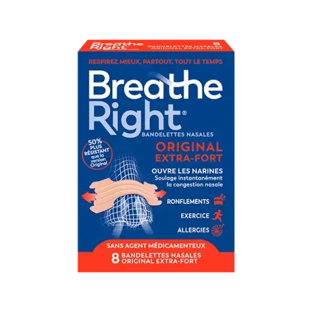 Breathe Right Bandelettes Nasales Original Extra-Fort X8 - Univers Pharmacie