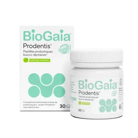 BioGaia Prodentis Arôme Pomme 30 pastilles probiotiques bucco-dentaires  - Univers Pharmacie