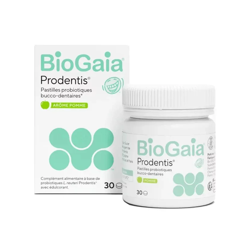 BioGaia Prodentis Arôme Pomme 30 pastilles probiotiques bucco-dentaires  - Univers Pharmacie