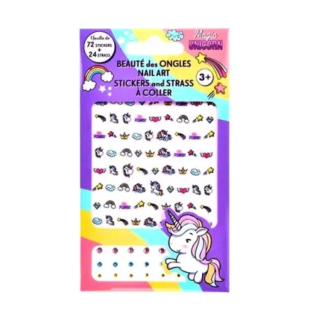 Take Care Licorne Beauté des ongles Nail Art 72 Stickers et 24 Strass à coller - Univers Pharmacie