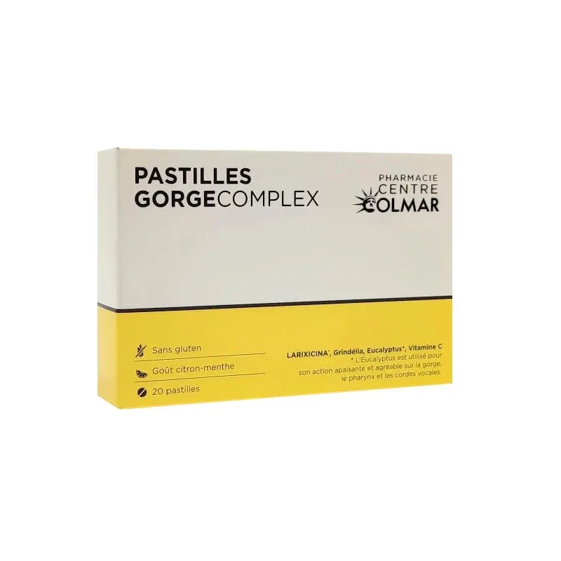 Pharmacie Centre Colmar Pastilles Gorge Complex Goût citron-menthe X20 - Univers Pharmacie