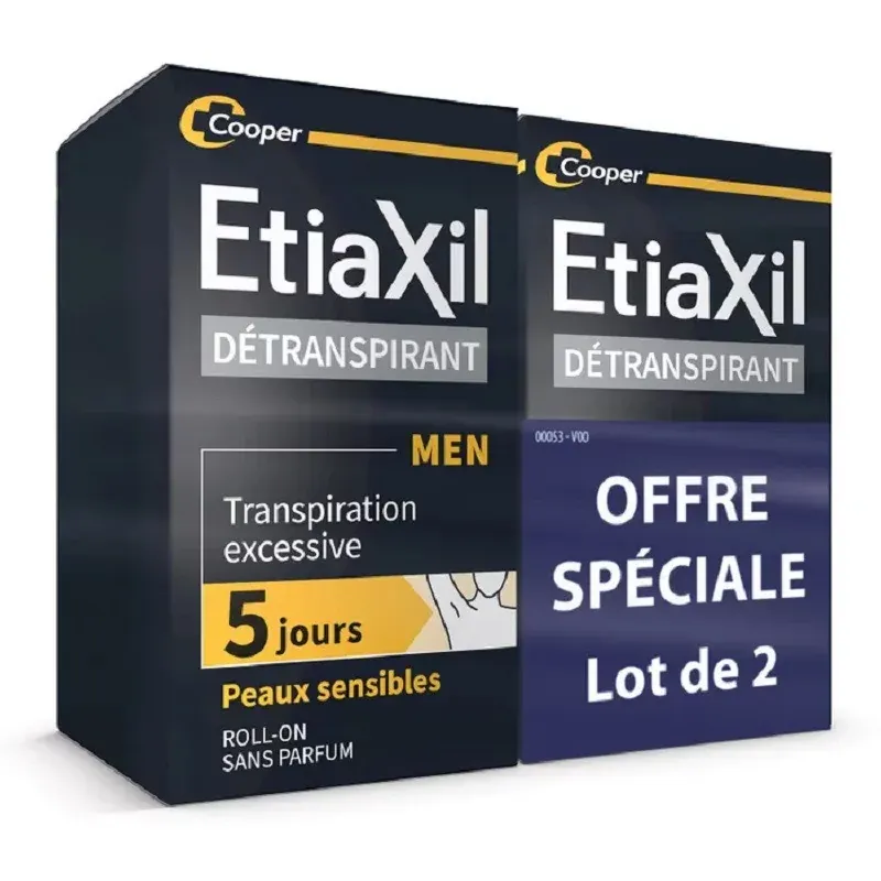 Etiaxil Détranspirant Homme Roll-on Peaux Sensibles 2X15ml
