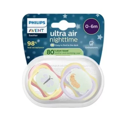 Philips Avent Ultra Air Nighttime Sucette 0-6m Papillon Chenille X2 1 - Univers Pharmacie