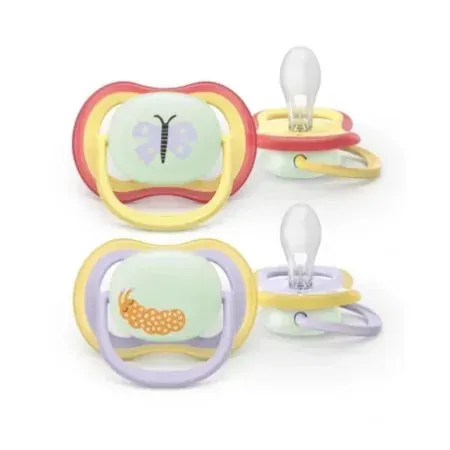 Philips Avent Ultra Air Nighttime Sucette 0-6m Papillon Chenille X2 2 - Univers Pharmacie