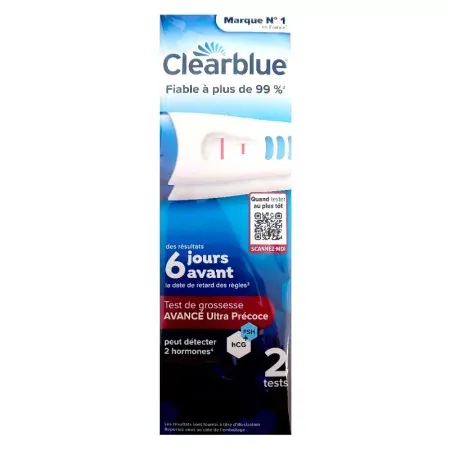 Clearblue Test de Grossesse Avancé Ultra Précoce X2 - Univers Pharmacie