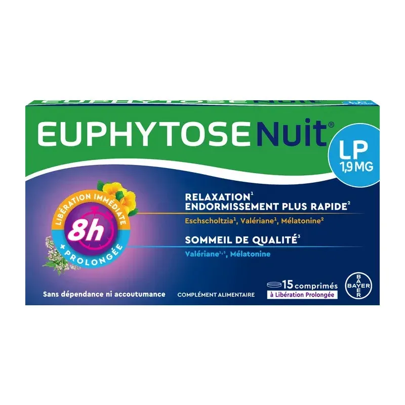 Euphytose Nuit LP 1,9mg 15 comprimés - Univers Pharmacie