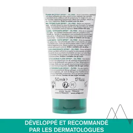 Uriage Hyséac Fluide SPF50+ 50ml - Dos du tube