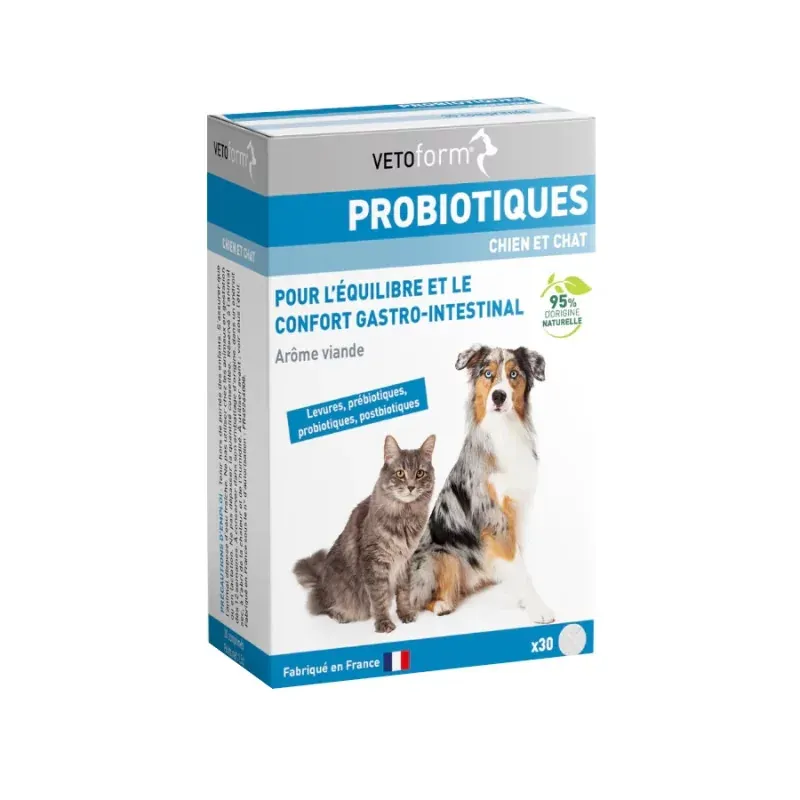 Vetoform Probiotiques Chat et Chien 30 comprimés - Univers Pharmacie