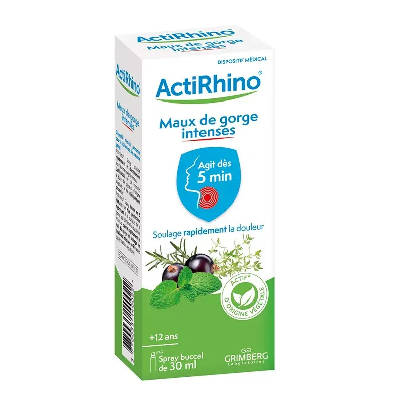 ActiRhino Maux de Gorge Intenses Spray Buccal 30ml - Univers Pharmacie