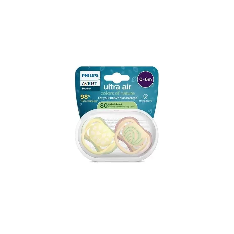 Philips Avent Ultra Air Colors of Nature Sucette 0-6m X2 - Univers Pharmacie