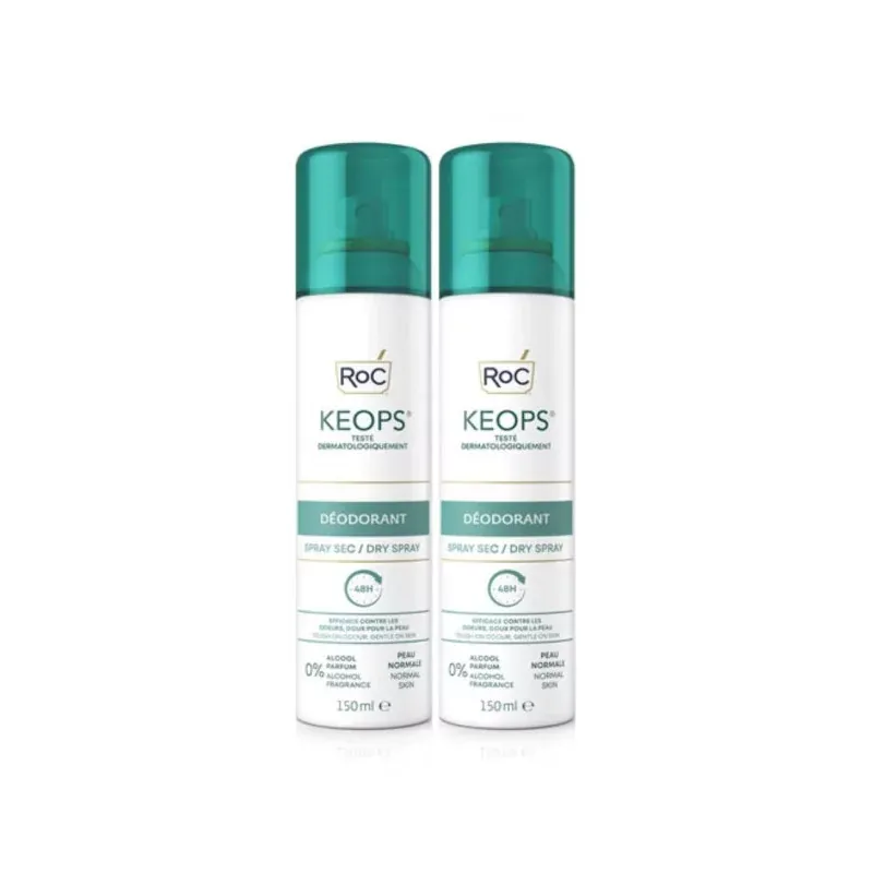 Roc Keops Déodorant Spray Sec 2X150ml - Univers Pharmacie