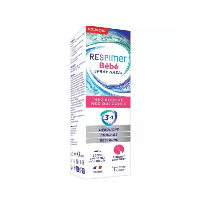 Respimer Bébé Spray Nasal Nez Bouché Nez qui Coule 100ml - Univers Pharmacie