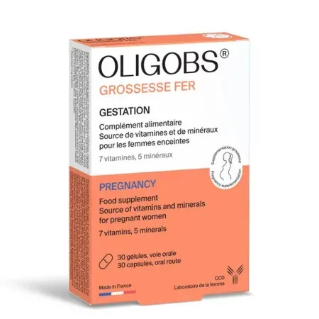 Oligobs Grossesse Fer Gestation 30 gélules - Univers Pharmacie