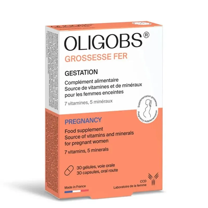 Oligobs Grossesse Fer Gestation 30 gélules - Univers Pharmacie