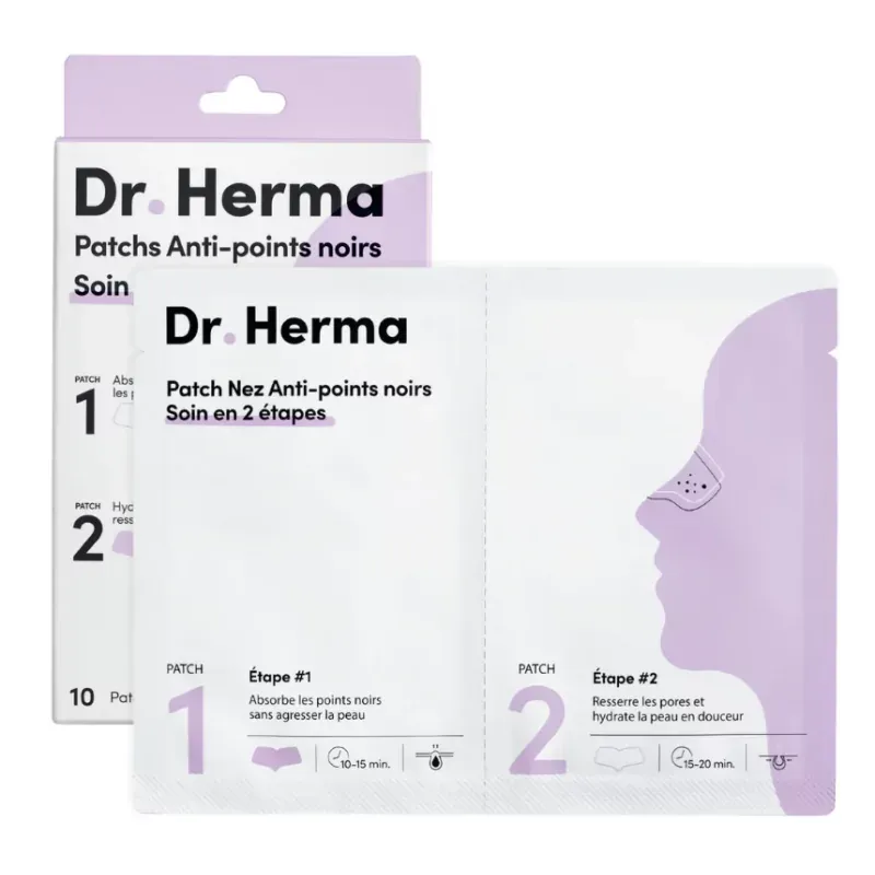 Dr Herma Patch Nez Anti-points noirs Soin en 2 étapes 10 patchs - Univers Pharmacie
