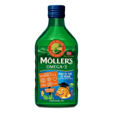 Möller's Oméga-3 Huile de Foie de Morue Arôme Multi-Fruits 250ml - Univers Pharmacie