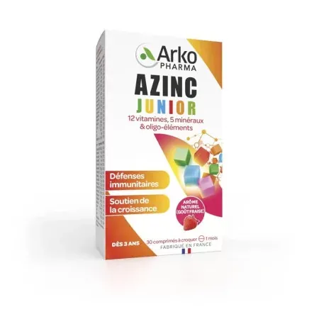Arkopharma Azinc Junior Goût Fraise 30 comprimés à croquer - Univers Pharmacie