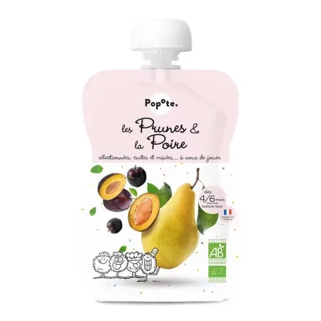 Popote Les Prunes et La Poire Bio Compote 120g - Univers Pharmacie