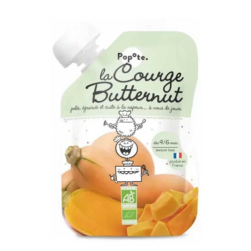 Popote La Courge Butternut Bio Purée 120g - Univers Pharmacie