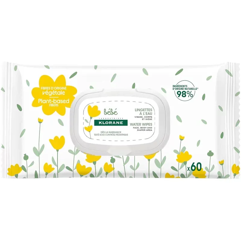 Klorane Bébé Lingettes à l'Eau X60 - Univers Pharmacie