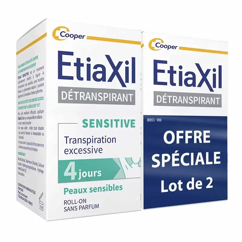 Etiaxil Détranspirant Aisselles Peaux Sensibles 2X15ml - Univers Pharmacie